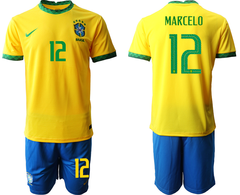 Men 2020-2021 Season National team Brazil home yellow #12 Soccer Jersey->brazil jersey->Soccer Country Jersey